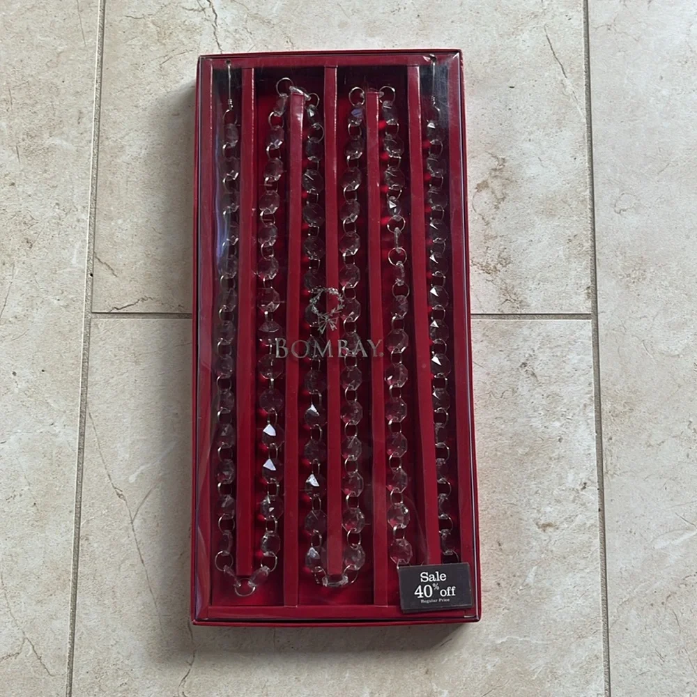 Bombay Chain/Glass Christmas Garland New In Package